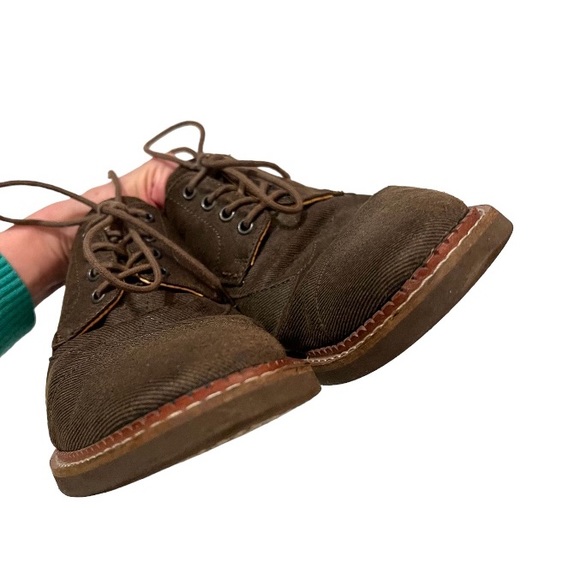 TOMS Brogue Canvas Oxford Shoes Lace up Wingtip Brown Casual Dress 9.5 - Picture 4 of 6